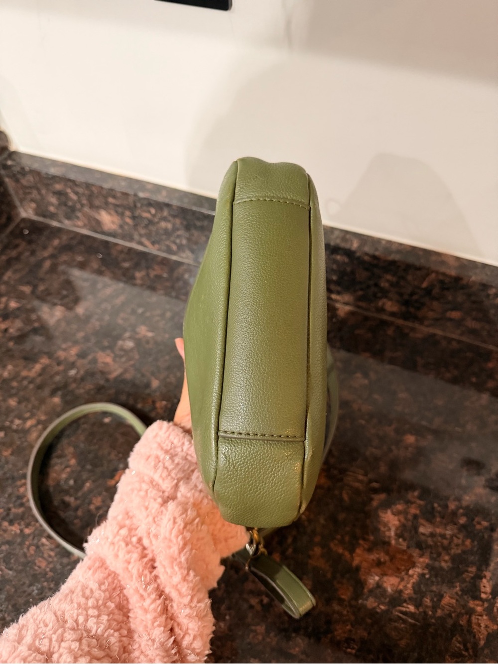Fossil Olive Leather Crossbody Wristlet with Gold Hardware - Picture 2 of 9
